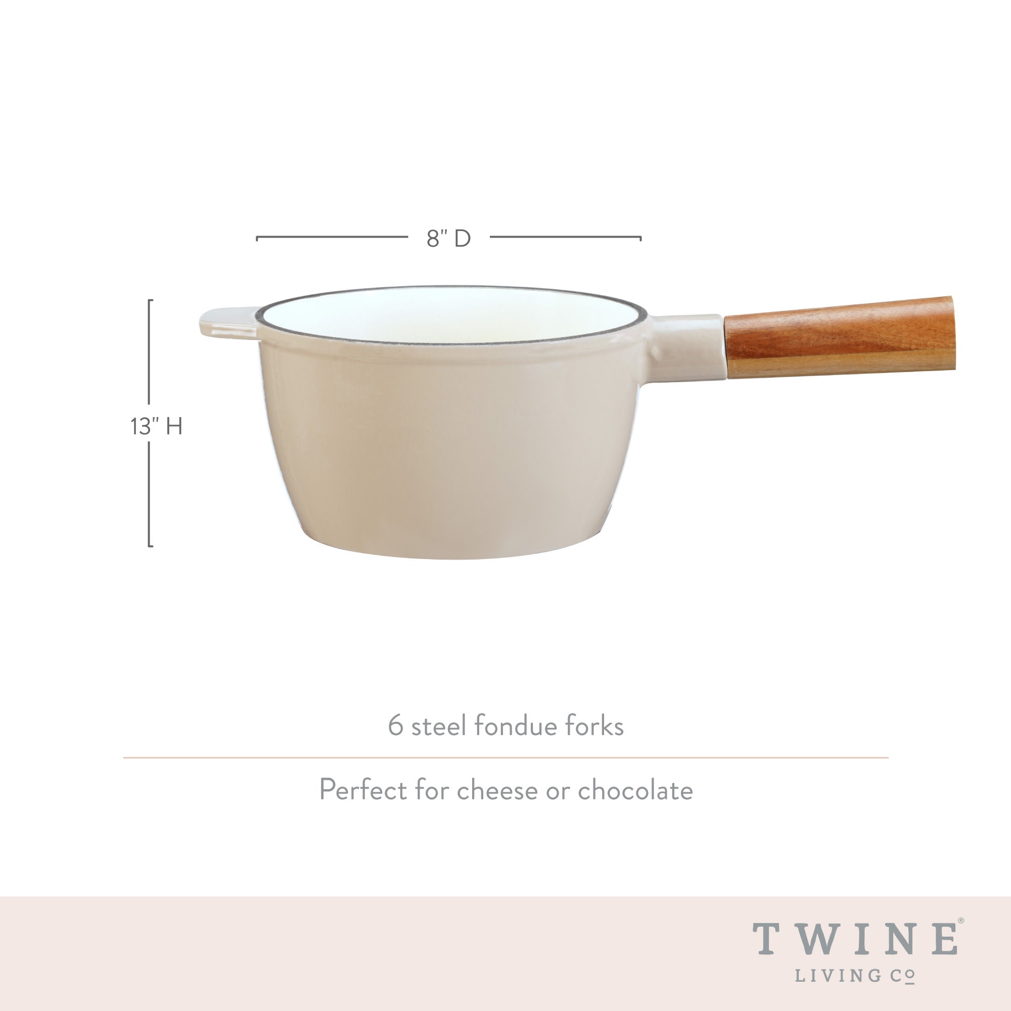Wood and Cast Iron Fondue Set in Beige - Thumbnail 4