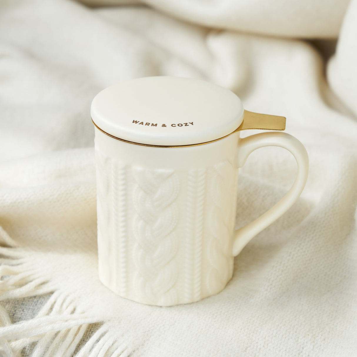 Annette Knit Ceramic Tea Infuser Mug