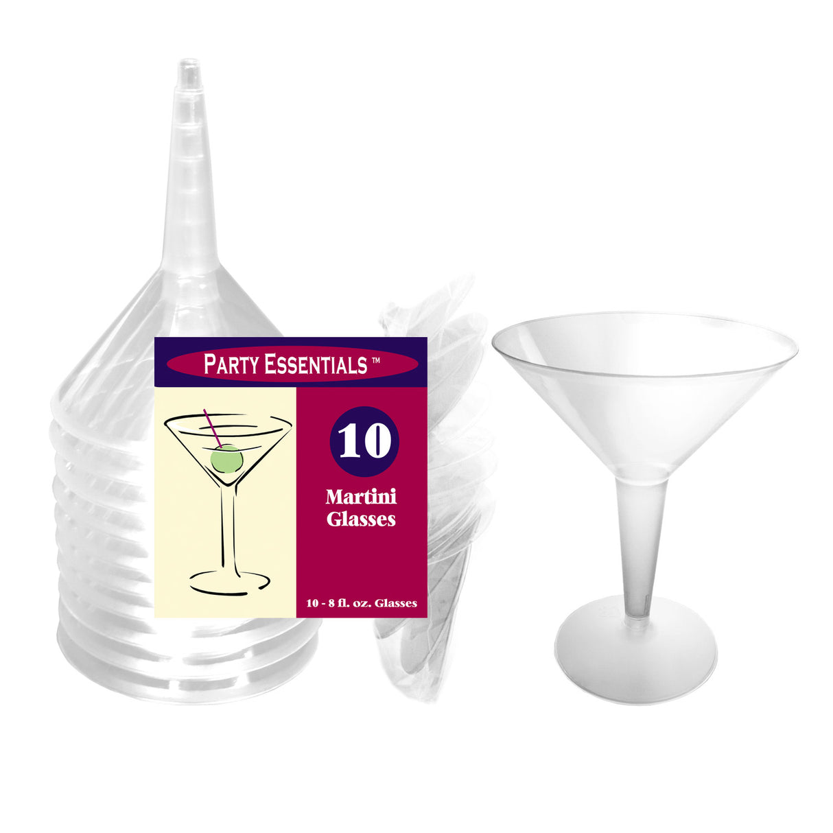 Party Essentials 8 oz Martini Cups, Set of 10