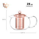 Candace Glass Teapot & Infuser in Rose Gold