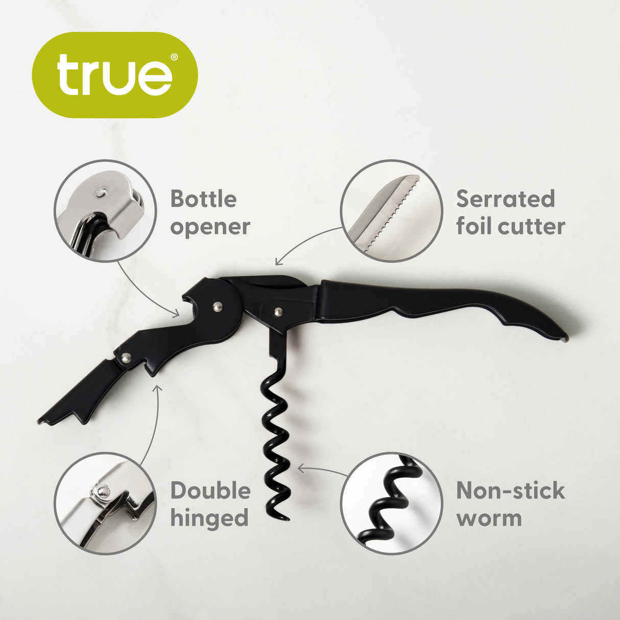 Truetap Waiter's Corkscrew in Full Matte Black, Bulk