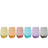 Vino Stemless Wine Glasses in Assorted Colors, Set of 6