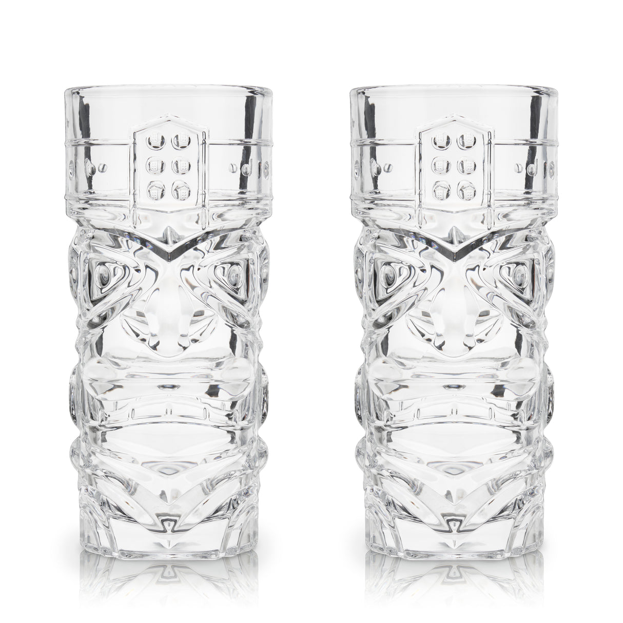 Pacific Crystal Tiki Glasses, Set of 2