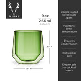 Aurora Double Walled Tumblers in Green, Set of 2