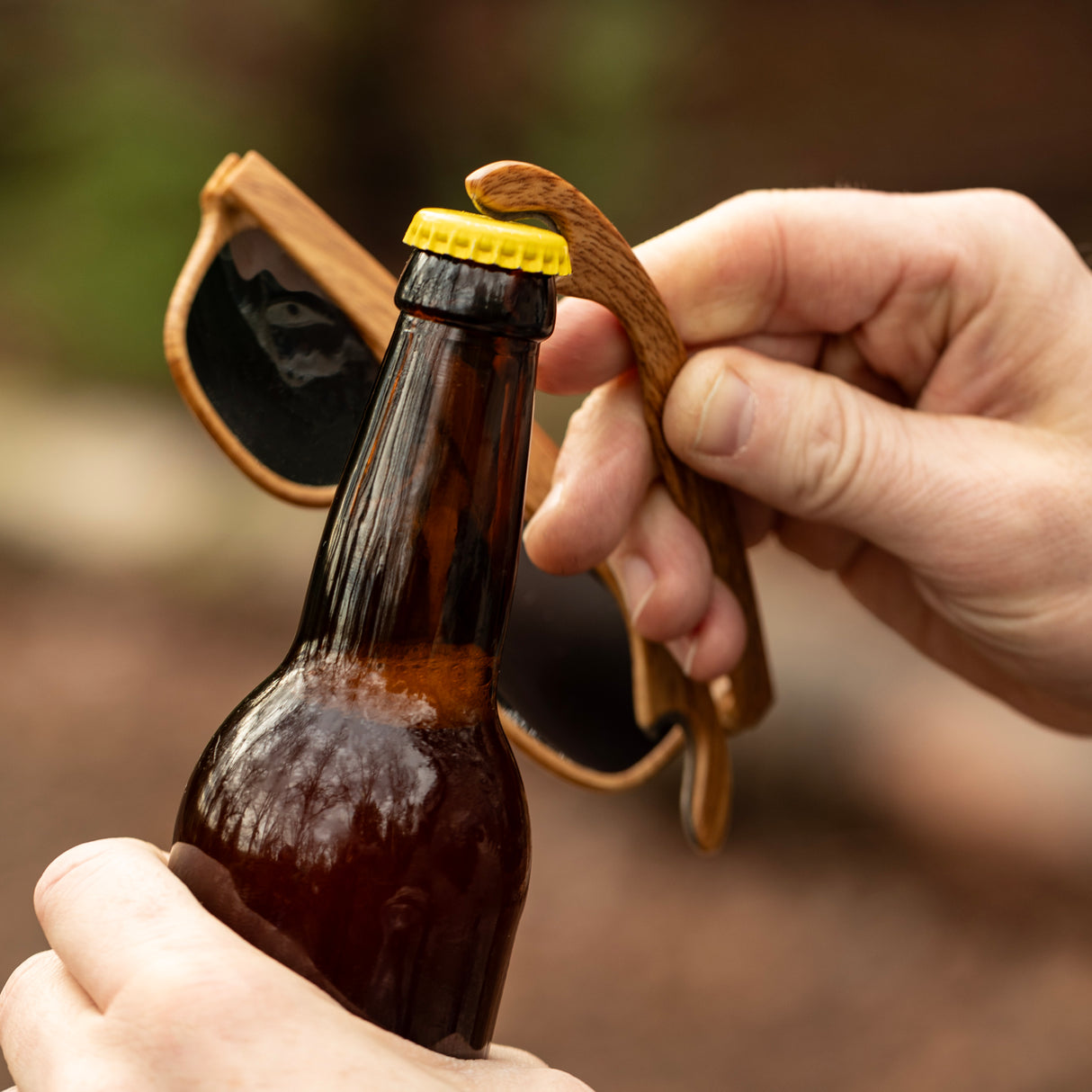 Faux Wood Sunglasses Bottle Opener