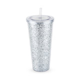 Glam Double Walled Tumbler in Silver Glitter