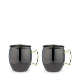 Moscow Mule 16 oz Stainless Steel Mugs in Black & Gold, Set of 2