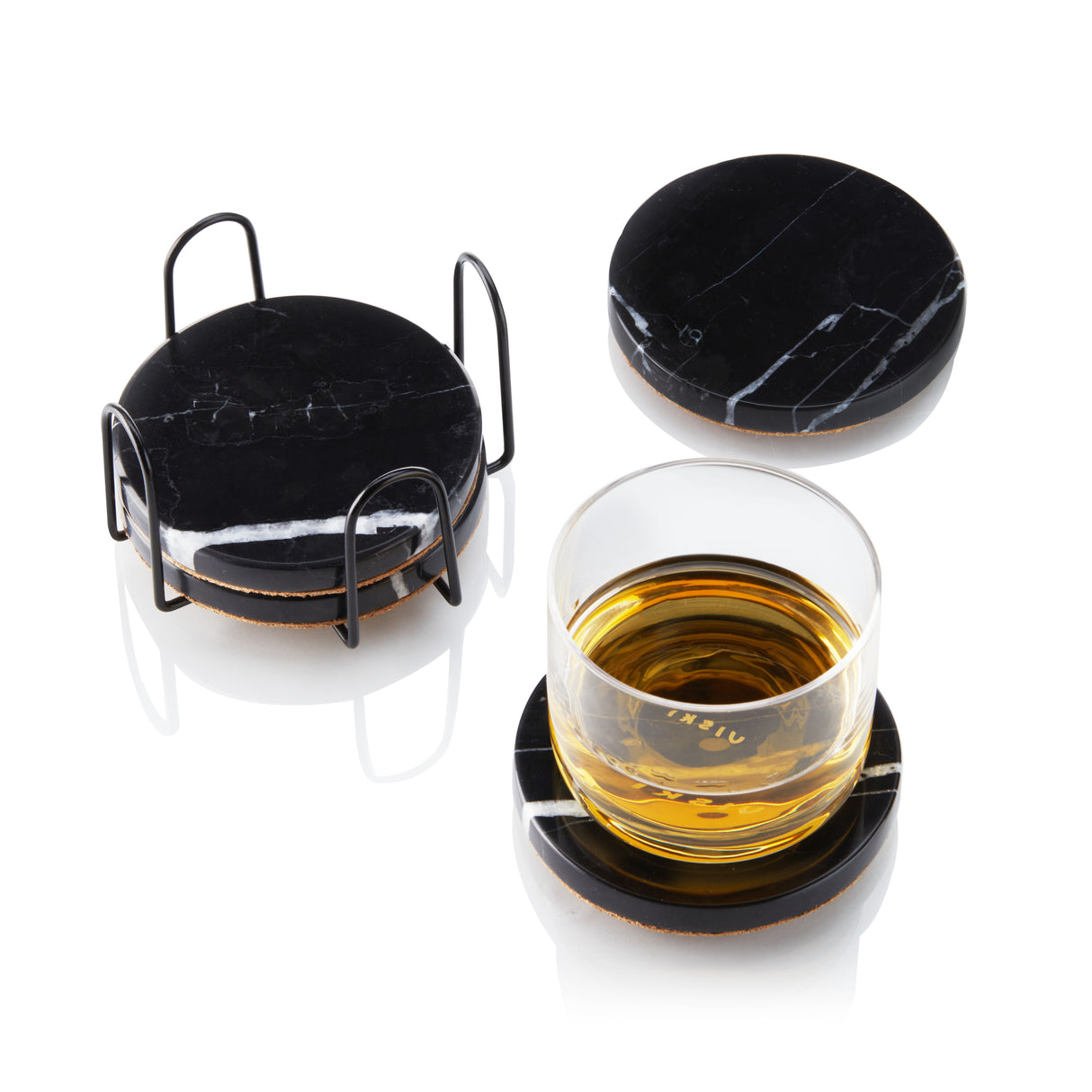 Marble Coaster Set in Black, Set of 4