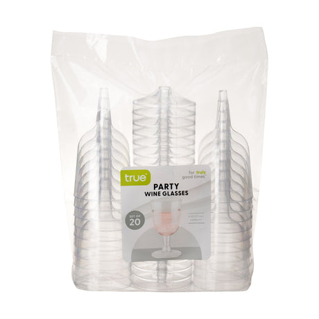 Party 6 oz Plastic Stemmed Wine Cups in Clear, Set of 20