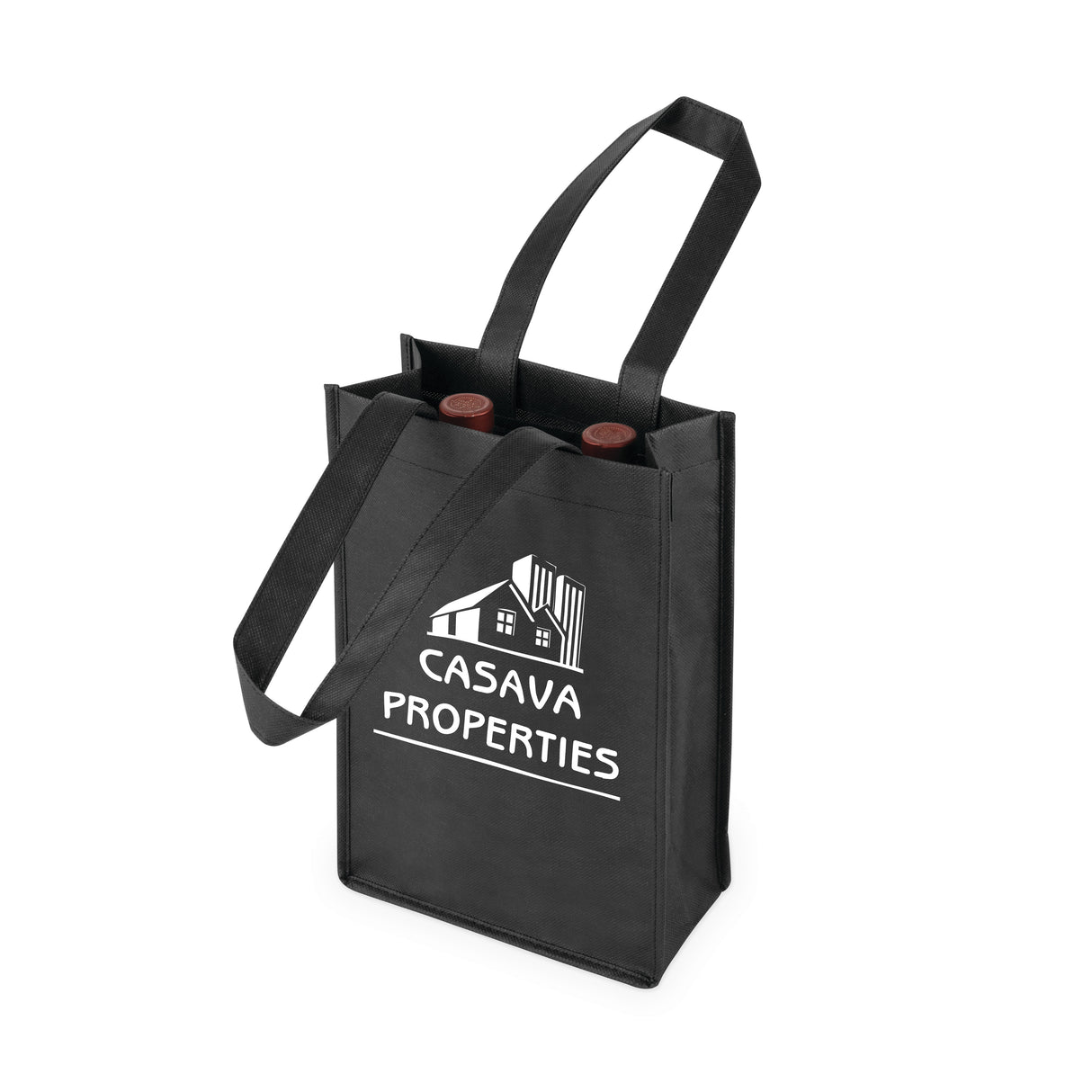 2-Bottle Non-Woven Tote in Black