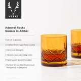 Admiral Crystal Rock Glasses in Amber, Set of 2