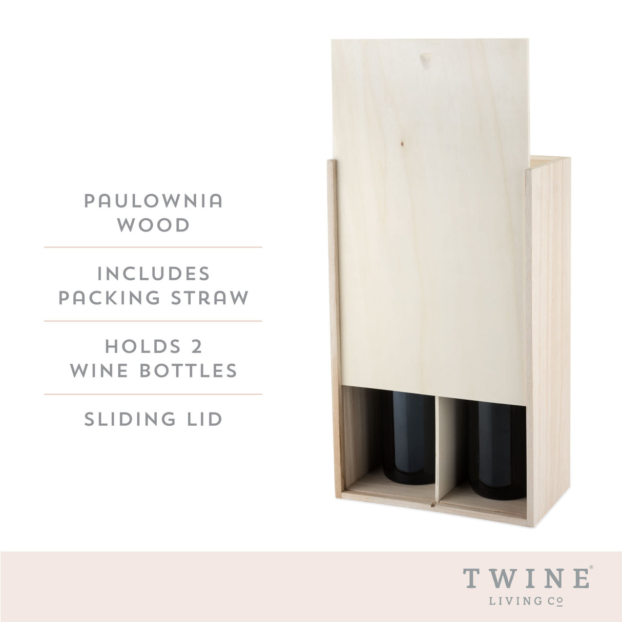 Two Bottle Paulownia Wood Wine Box