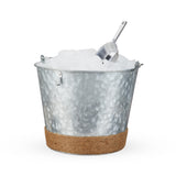 Jute Wrapped Galvanized Metal Ice Bucket with Scoop