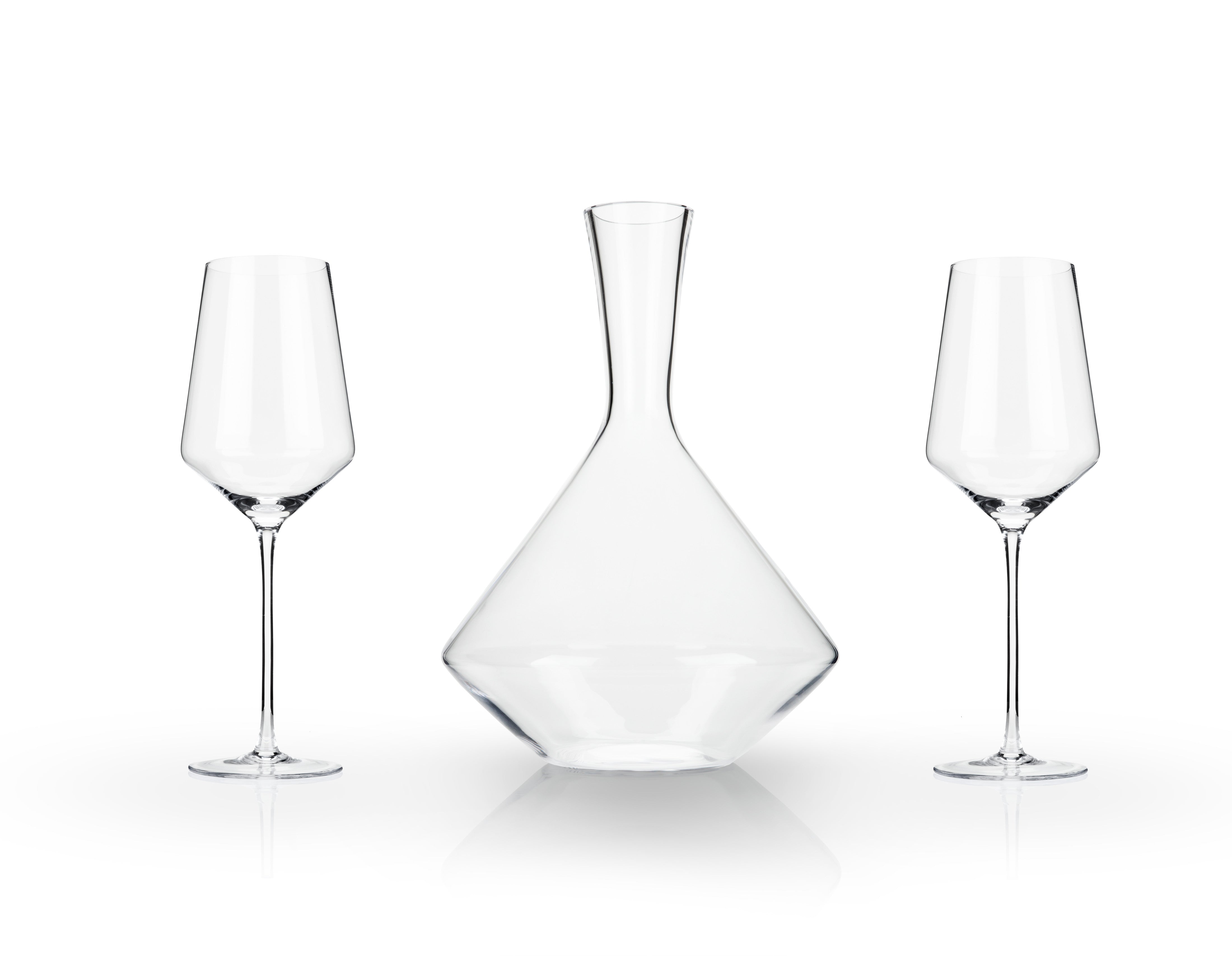 Viski Raye Crystal Angled Bordeaux Decanter & Wine Glass Set