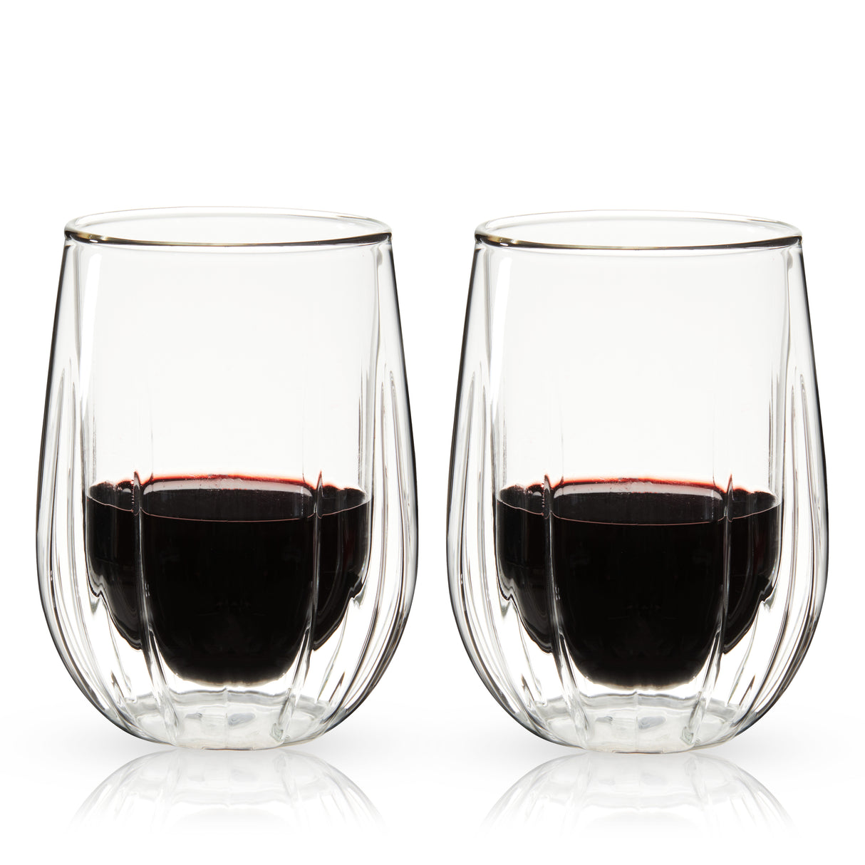 Double Walled Stemless Wine Glasses, Set of 2