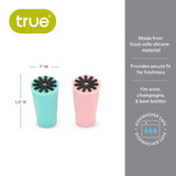 Starburst Silicone Bottle Stopper in Aqua & Pink, Set of 2