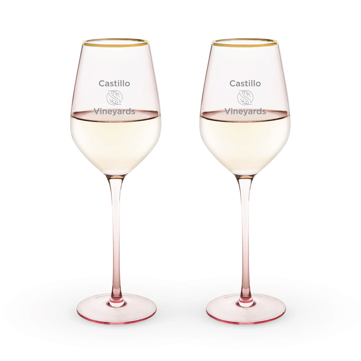 Rose Crystal White Wine Glasses, Set of 2