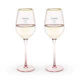 Rose Crystal White Wine Glasses, Set of 2