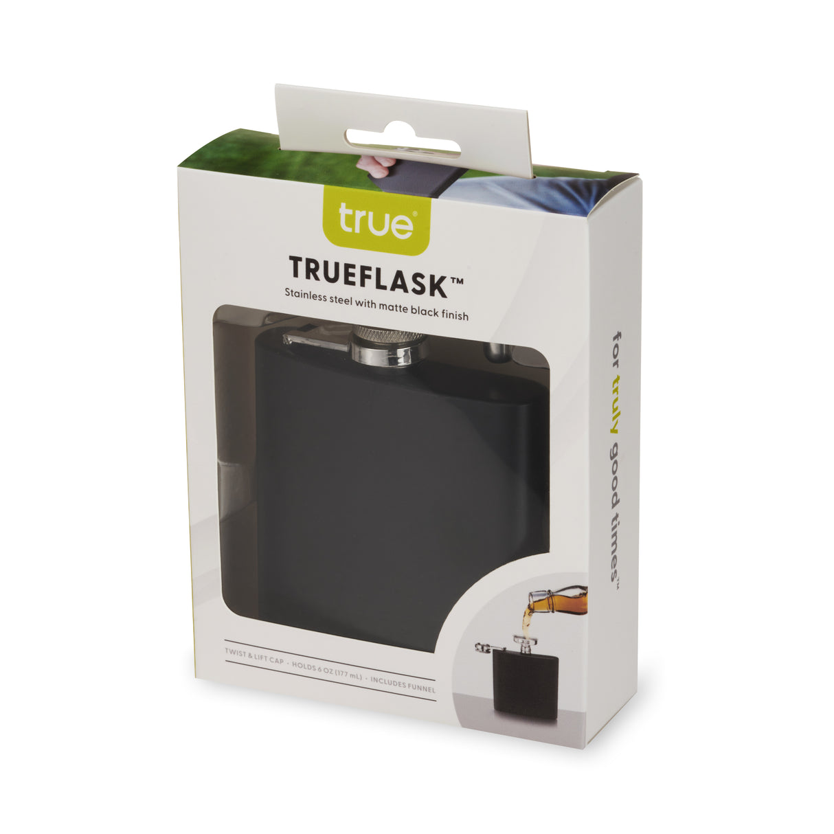 Trueflask 6 oz Stainless Steel Flask in Matte Black