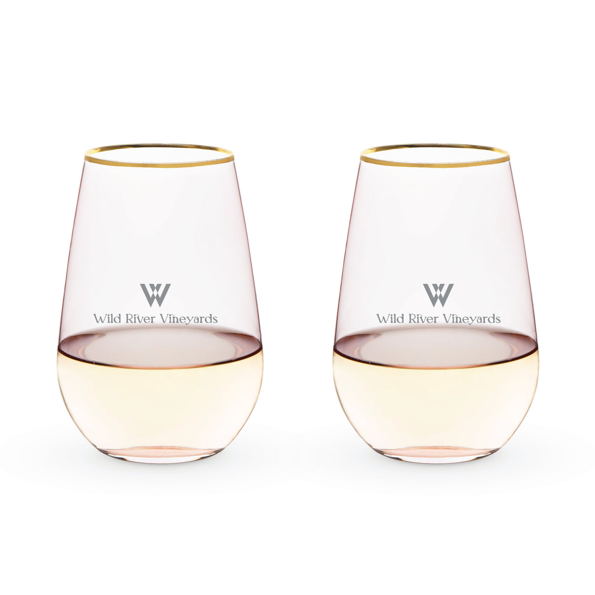 Rose Crystal Stemless Wine Glasses, Set of 2