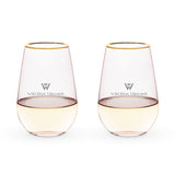 Rose Crystal Stemless Wine Glasses, Set of 2