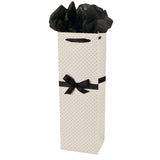 Ribbon Dot Single Bottle Wine Bag in White & Black