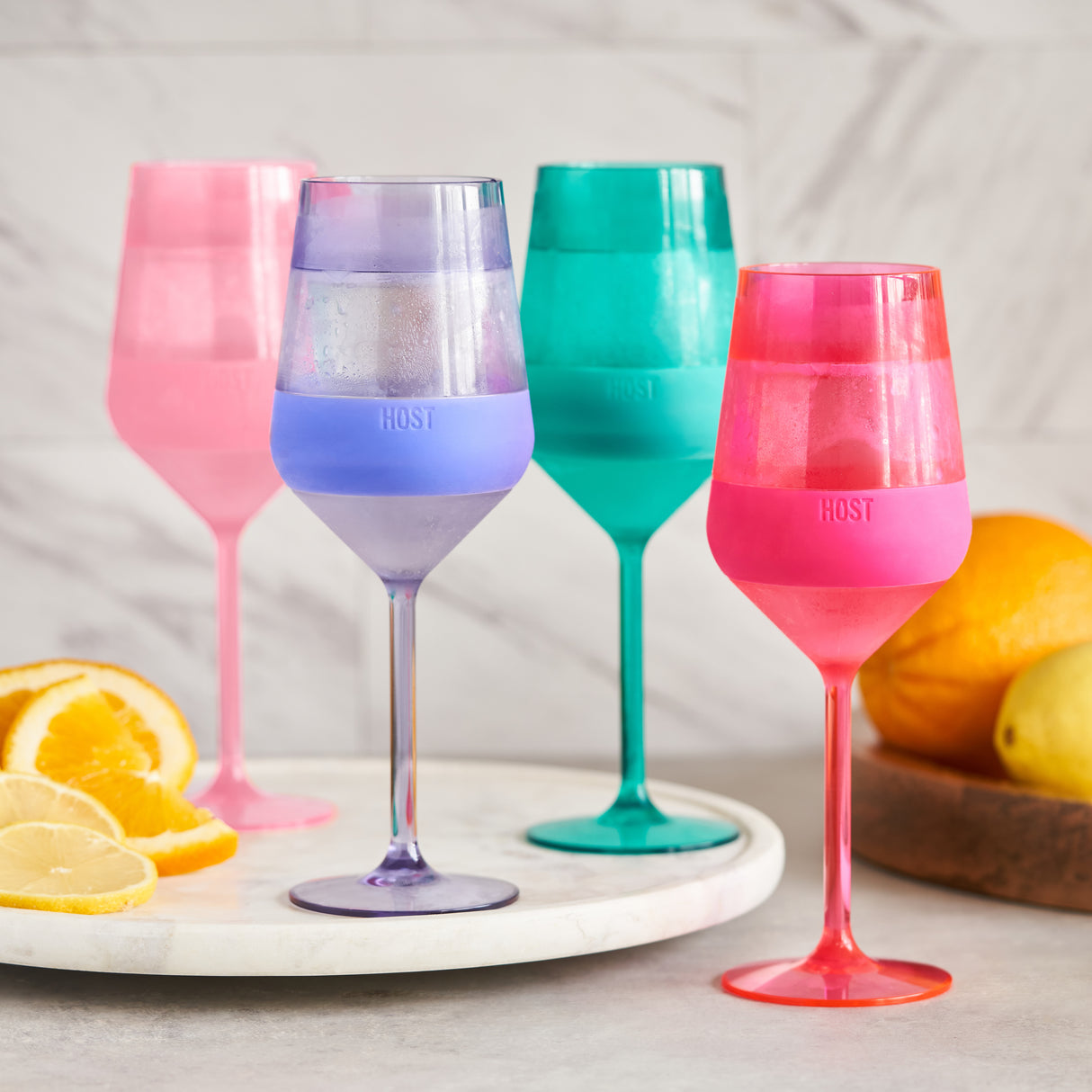 Stemmed Wine FREEZE Cooling Cup in Tinted, Set of 4