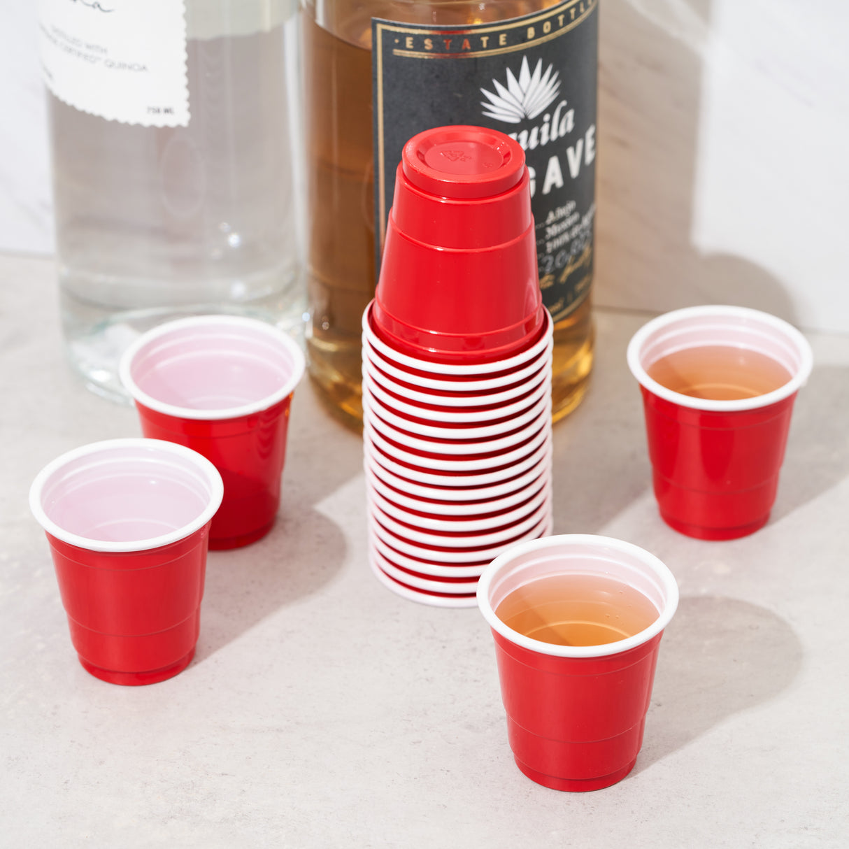 Party 1.5 oz Plastic Shot Glasses in Red, Set of 20