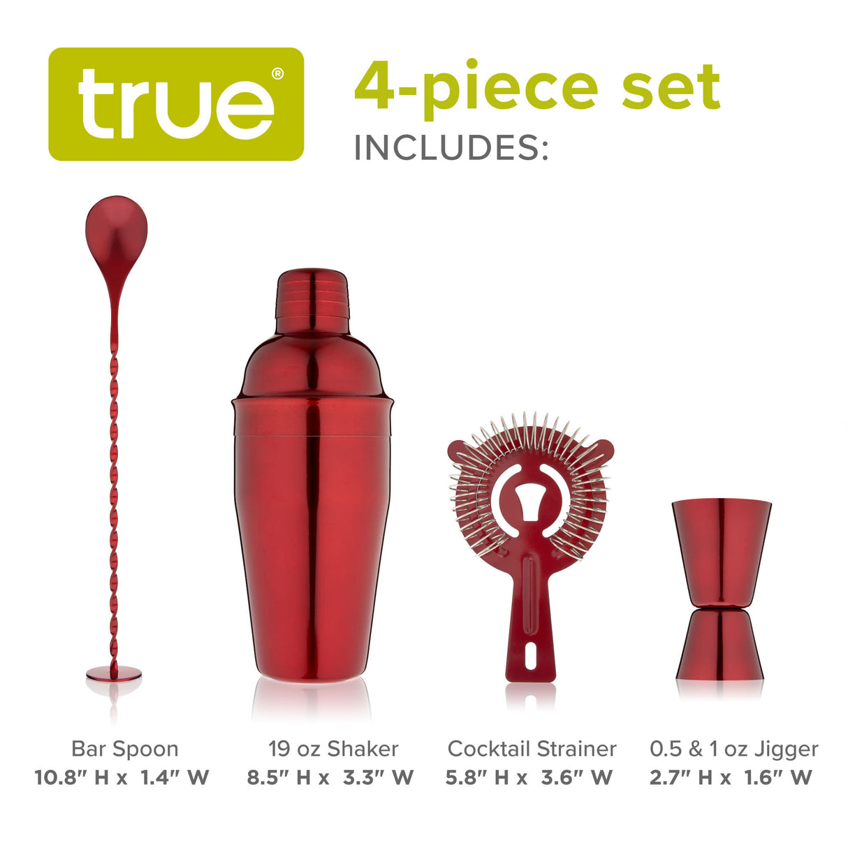 4-Piece Mixologist Barware Set in Red