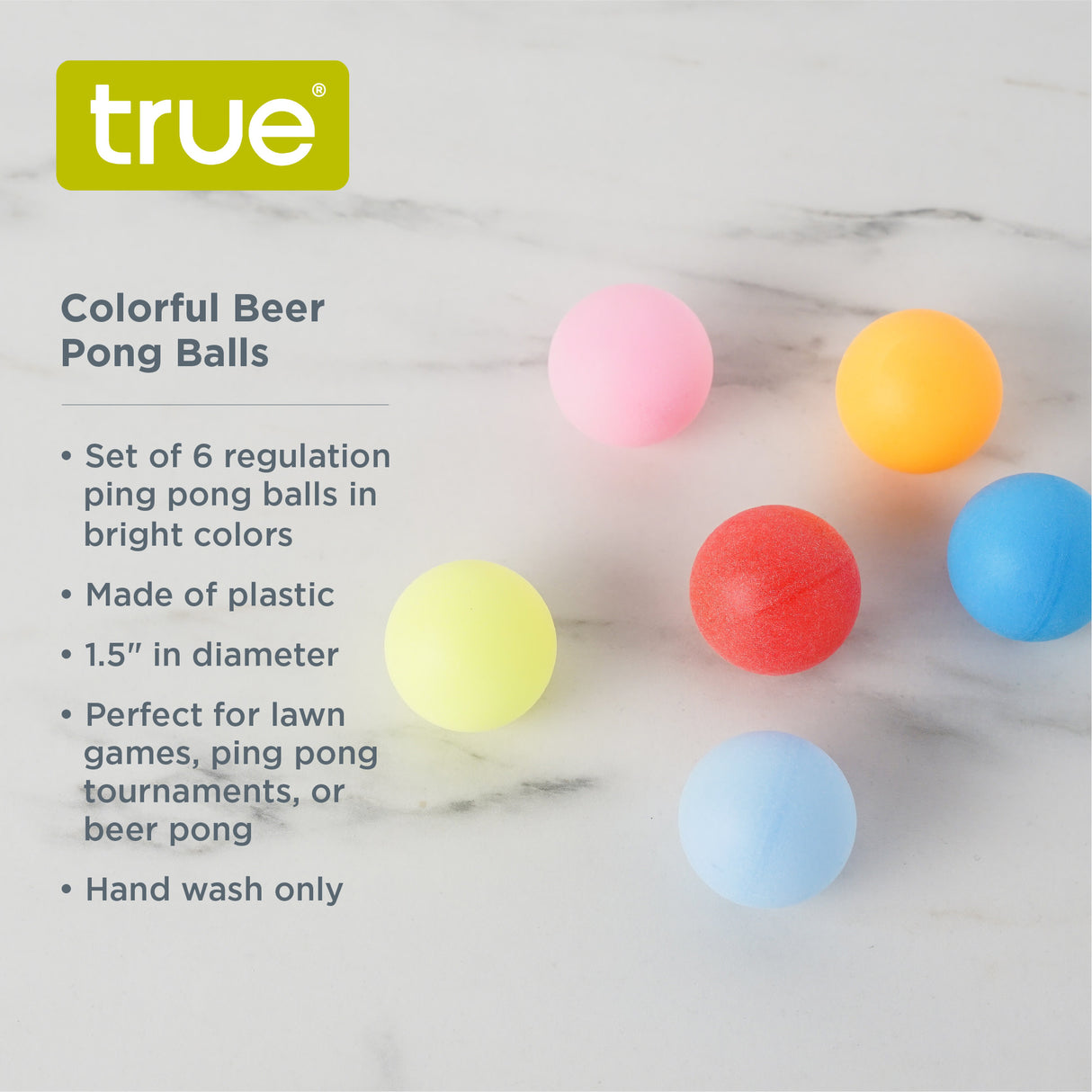 Party Beer Pong Balls in Assorted Colors, 6ct