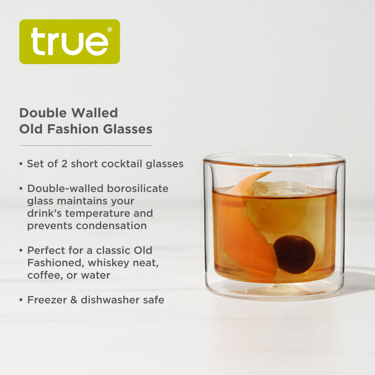 Double Walled 7 oz Old Fashioned Glasses, Set of 2