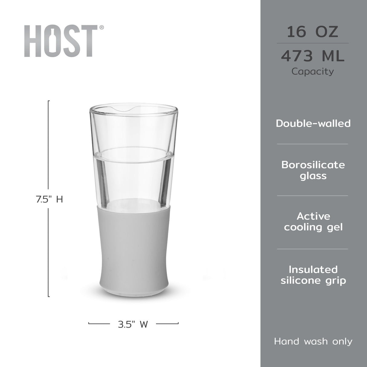 Glass FREEZE Beer Cooling Cup in Gray, Set of 2