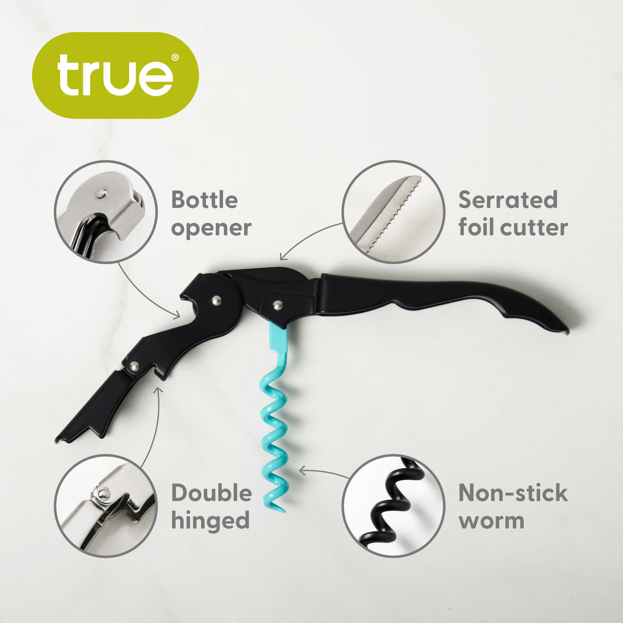 Truetap Waiter's Corkscrew in Matte Black & Blue