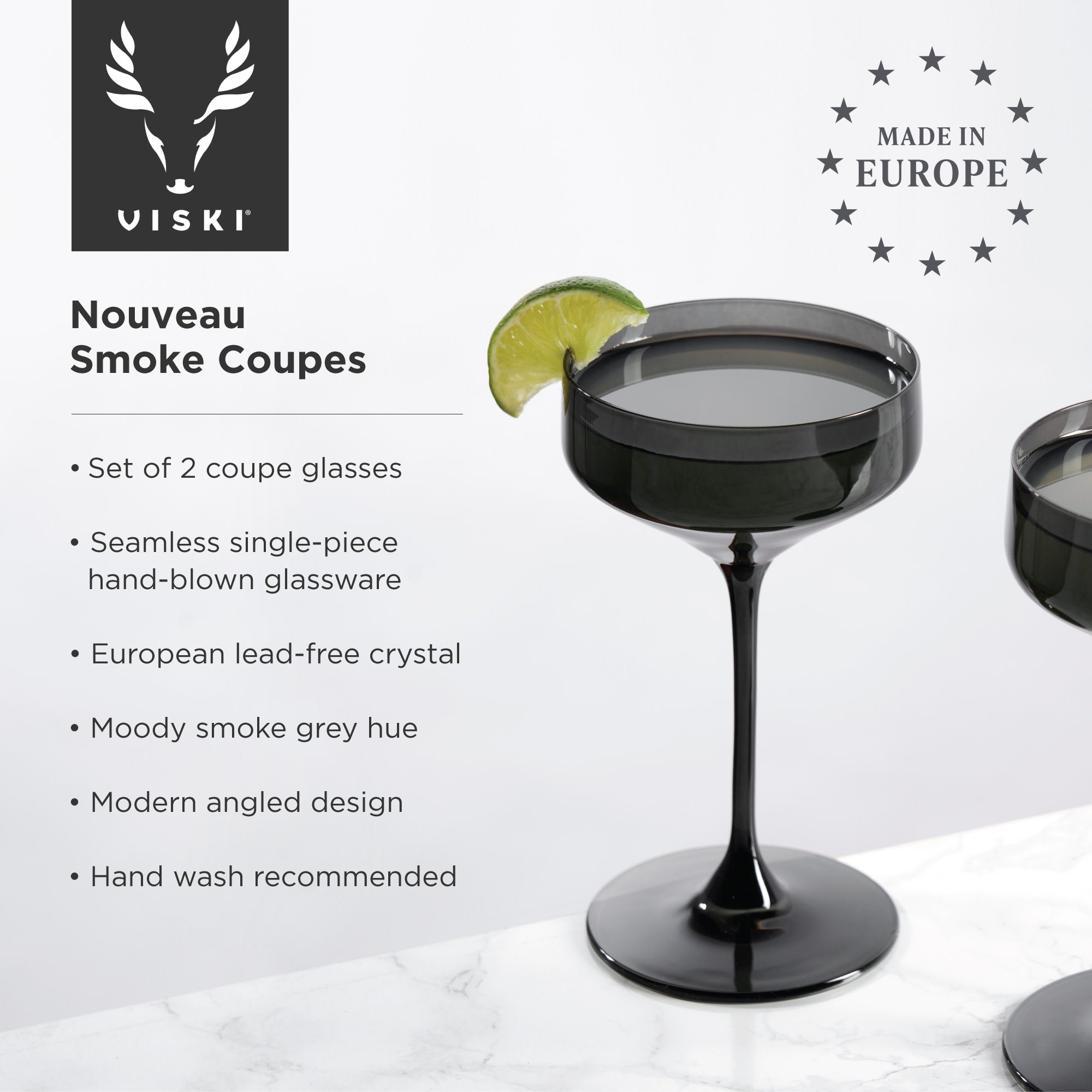 Reserve Nouveau Crystal Coupes in Smoke, Set of 2 - Thumbnail 5