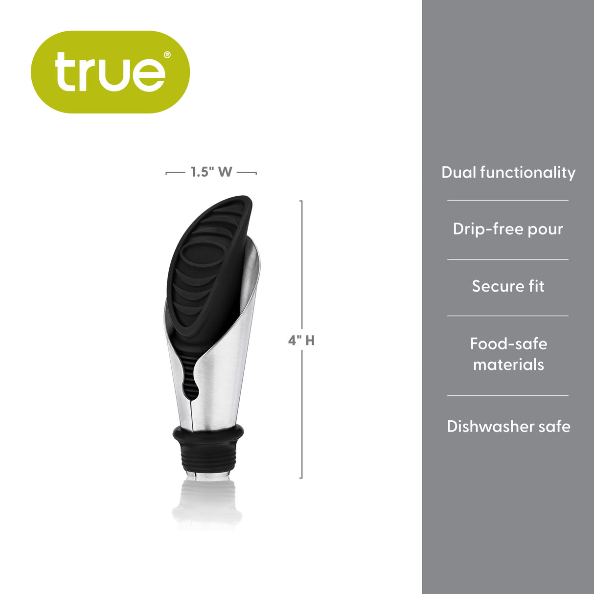 Duo Bottle Stopper and Pourer in Black