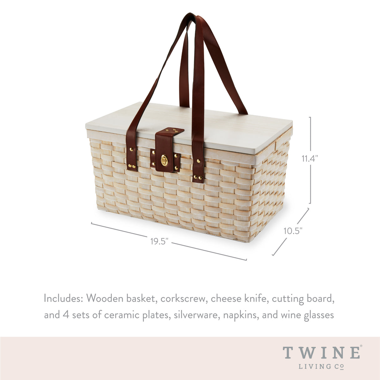 Tahoe Picnic Basket Set for Four in Cream