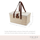 Tahoe Picnic Basket Set for Four in Cream