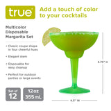 Party 12 oz Plastic Stemmed Margarita Cups in Assorted Neon, 12ct