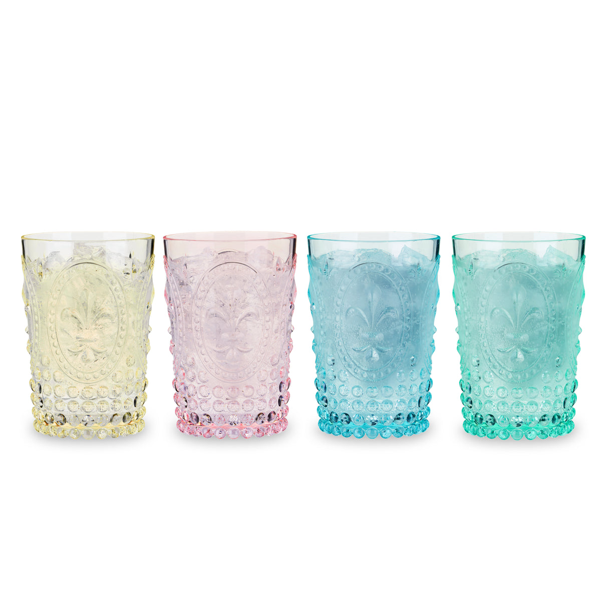 Shatterproof Acrylic Embossed Tumblers in Assorted Colors, Set of 4