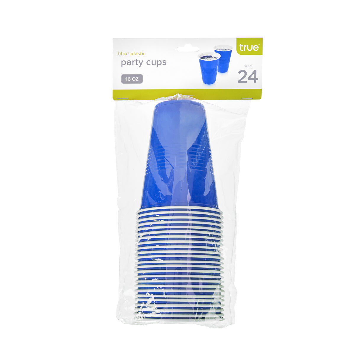 Party 16 oz Plastic Cups in Blue, Set of 24