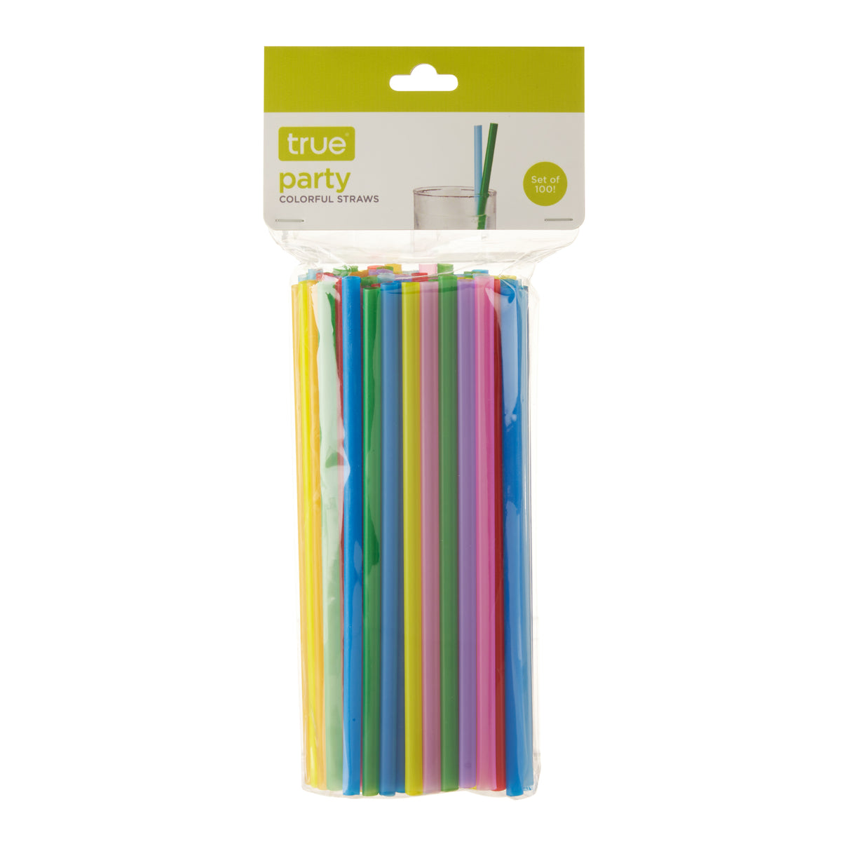 Party Plastic Straws in Assorted Colors, Set of 100