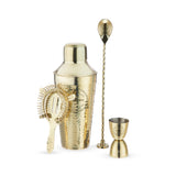 Hammered 4-Piece Barware Set in Gold