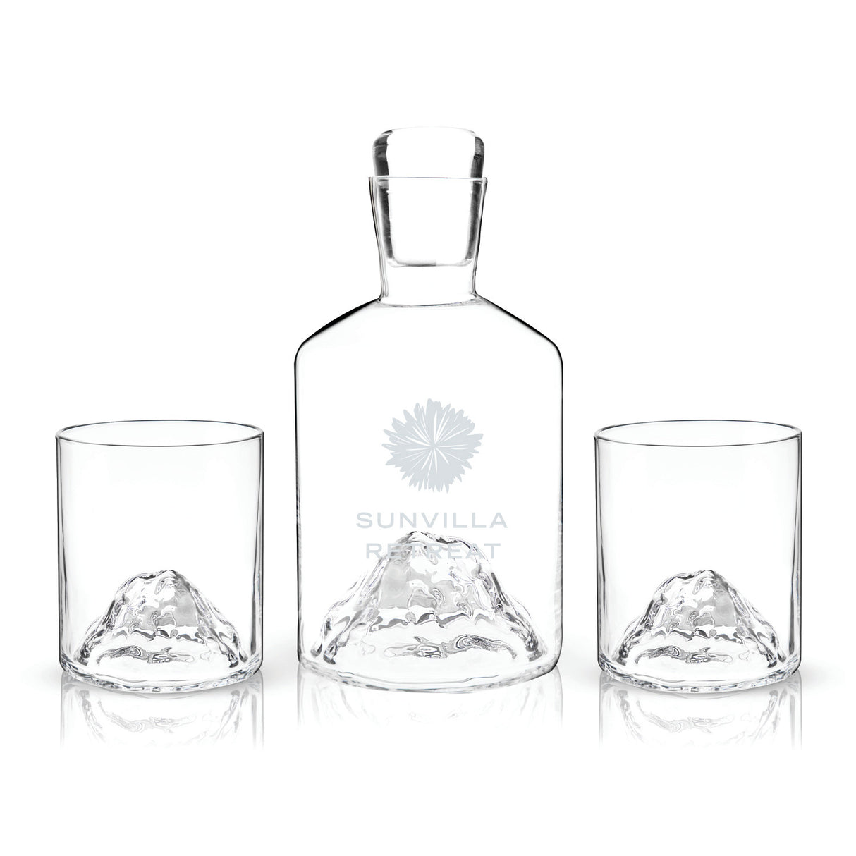 Mountain 3-Piece Crystal Liquor Decanter and Tumbler Set