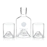 Mountain 3-Piece Crystal Liquor Decanter and Tumbler Set