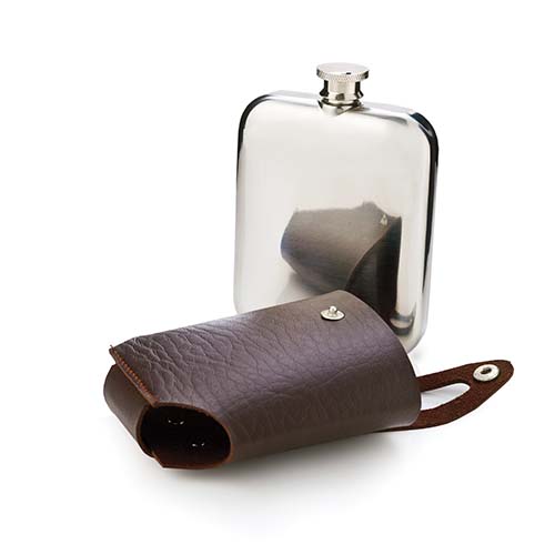 Flask and Traveling Case in Stainless Steel