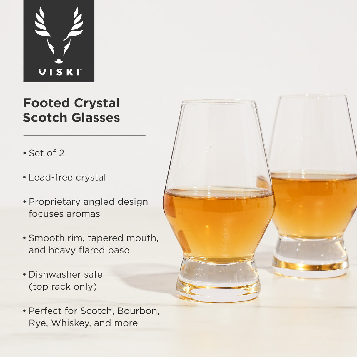 Raye Crystal Footed Scotch Glasses, Set of 2