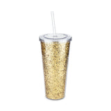 Glam Double Walled Tumbler in Gold Glitter