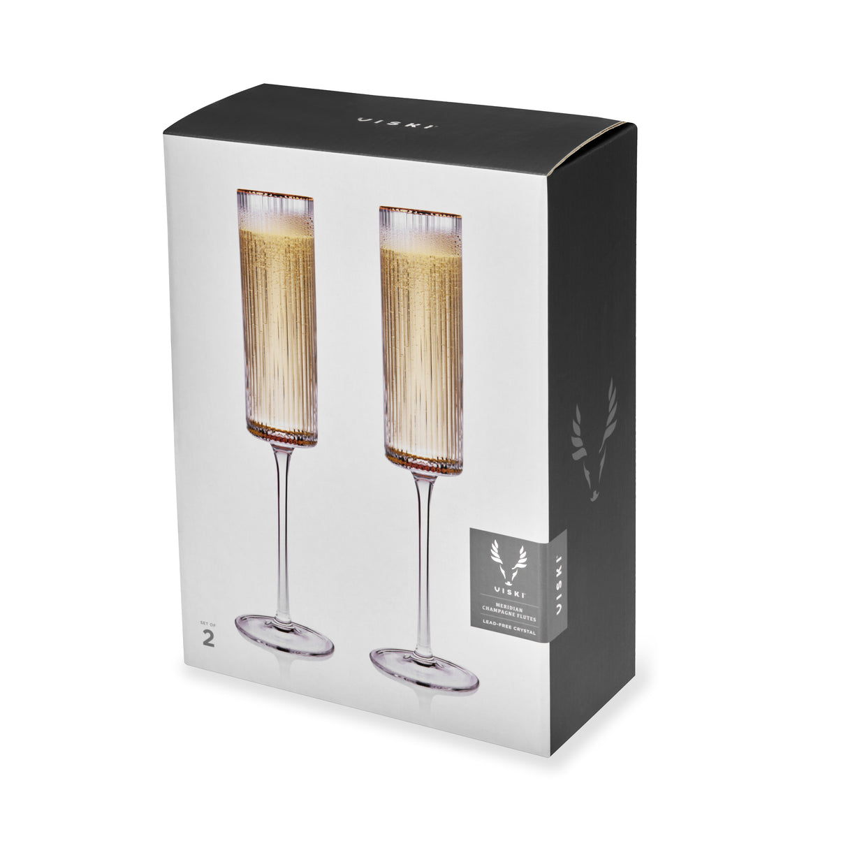 Meridian Crystal Gold Rimmed Champagne Flutes, Set of 2