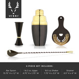 Deco 4-Piece Barware Set in Gold & Black