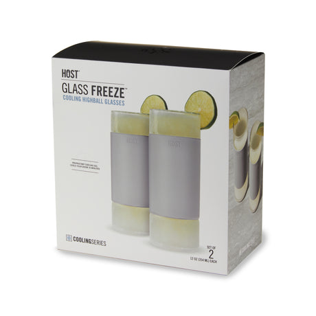 Glass FREEZE Highball Cooling Cups in Gray, Set of 2